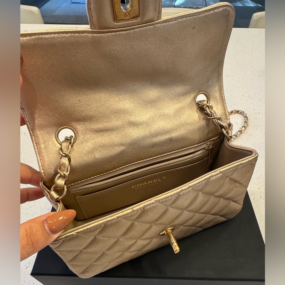 Chanel Classic Mini iridescent Gold with gold hardware - Picture 7 of 9
